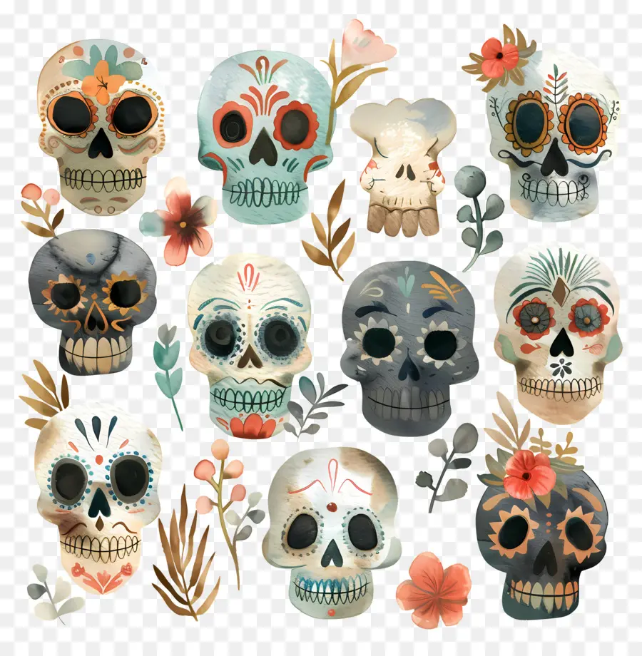 Calaveras De Azúcar，Día De Los Muertos PNG