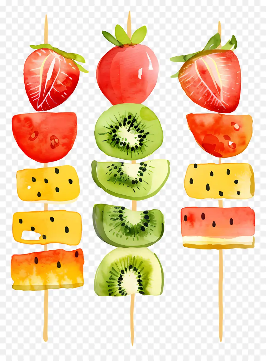 Brochetas De Fruta，Frutas PNG