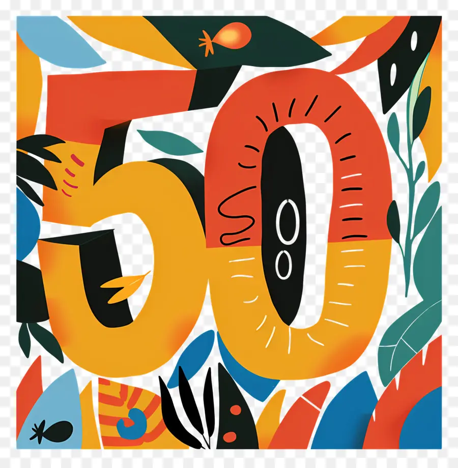 Número 50，50 Cumpleaños PNG