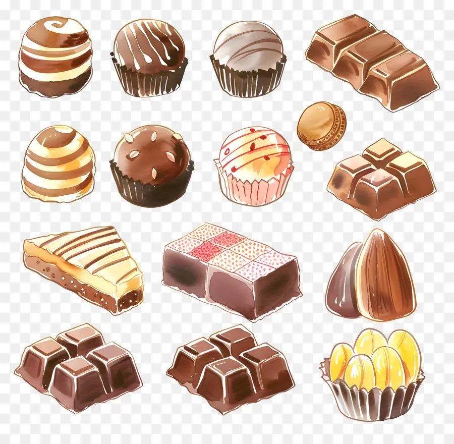 Chocolates，Ilustraciones A La Acuarela PNG