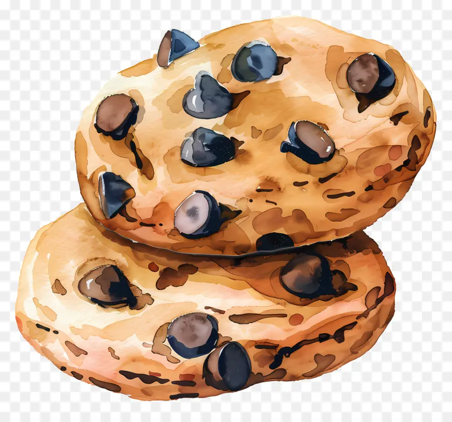 Galletas Con Chispas De Chocolate，Pintura A La Acuarela PNG