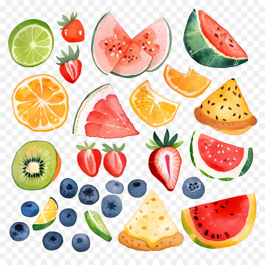 Aperitivos，Ilustraciones De Fruta De Acuarela PNG