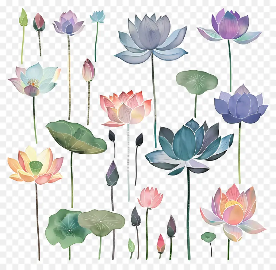 Lotus，Acuarela PNG