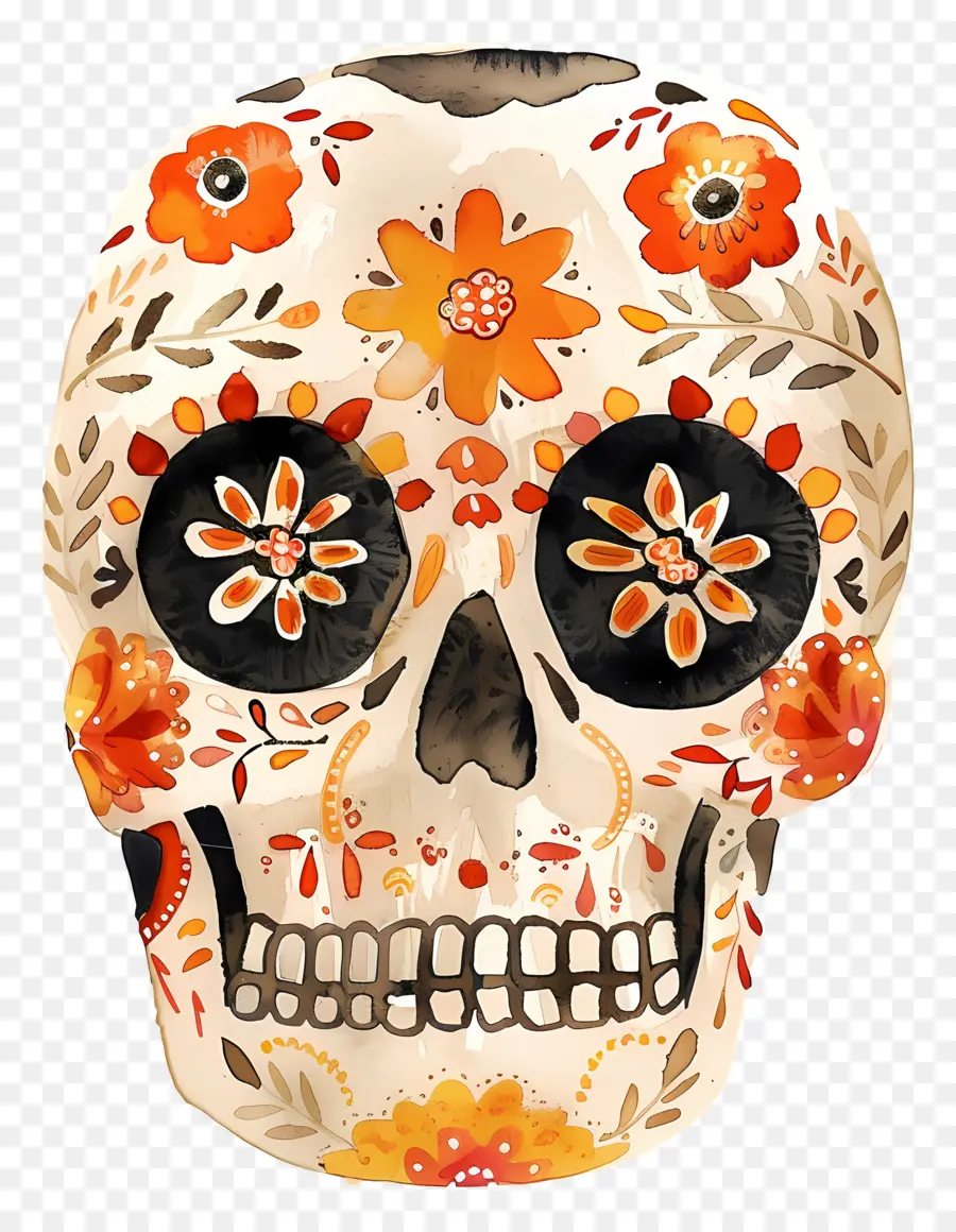 Calavera De Azúcar，Calavera Floral PNG