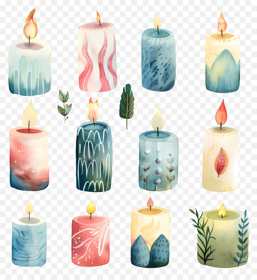 Velas，Acuarela PNG