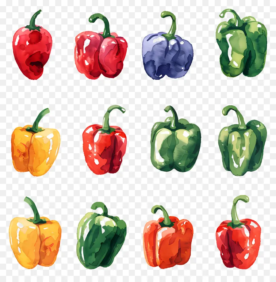 Bell Peppers，Acuarela PNG