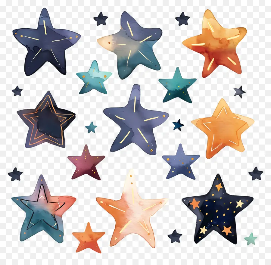 Estrellas，Acuarela PNG