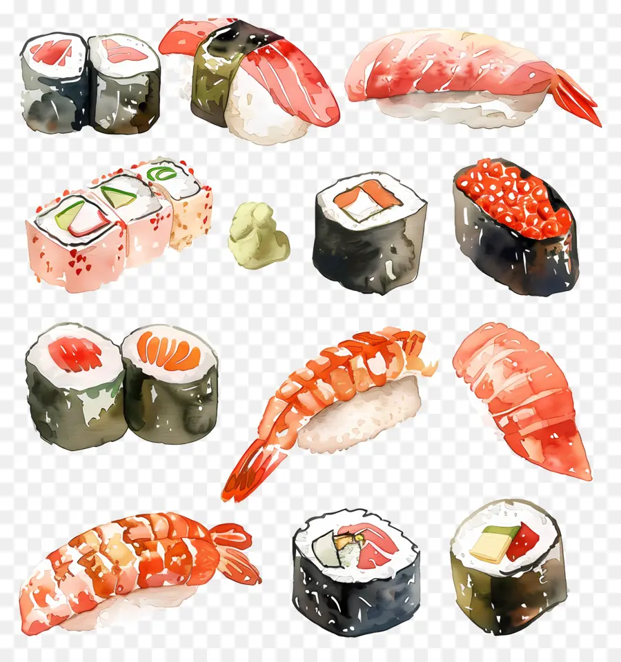 Sushi，Acuarela PNG