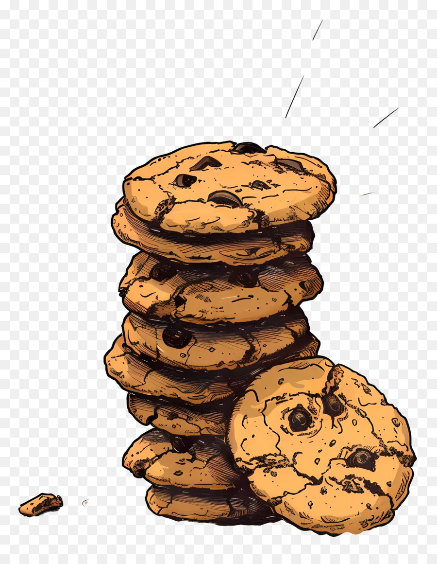 Pila De Galletas，Galletas Con Chispas De Chocolate PNG