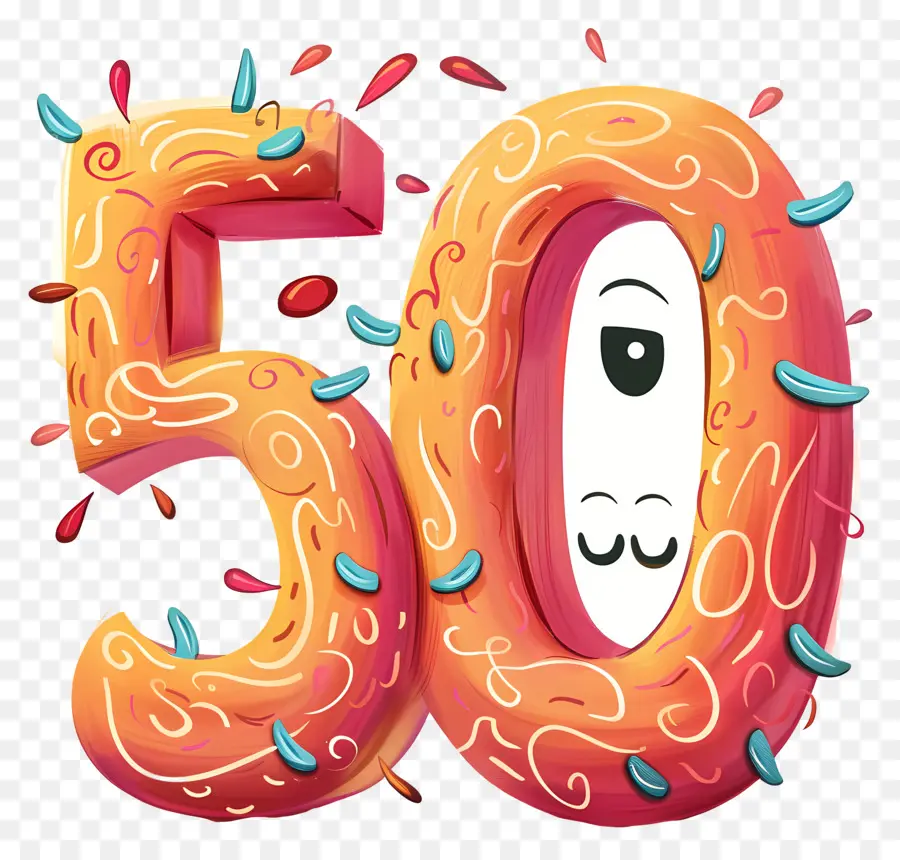 Número 50，Pastel De Cumpleaños Número 50 PNG