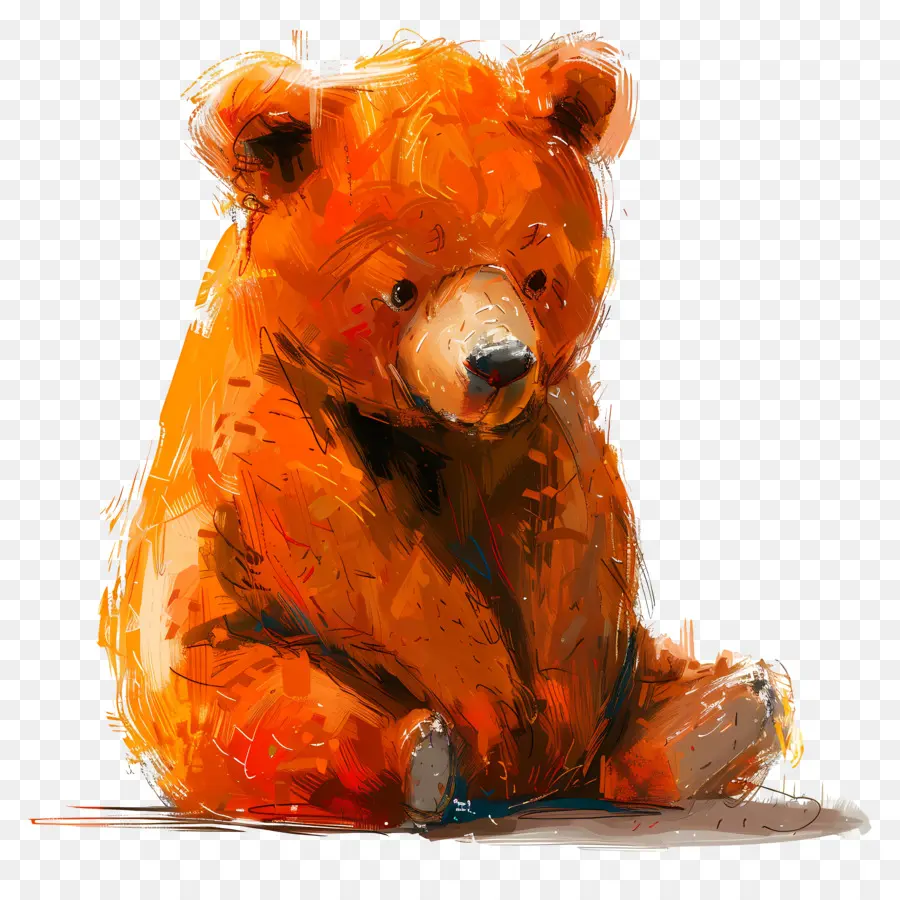 Oso，Pintura De Oso Naranja PNG