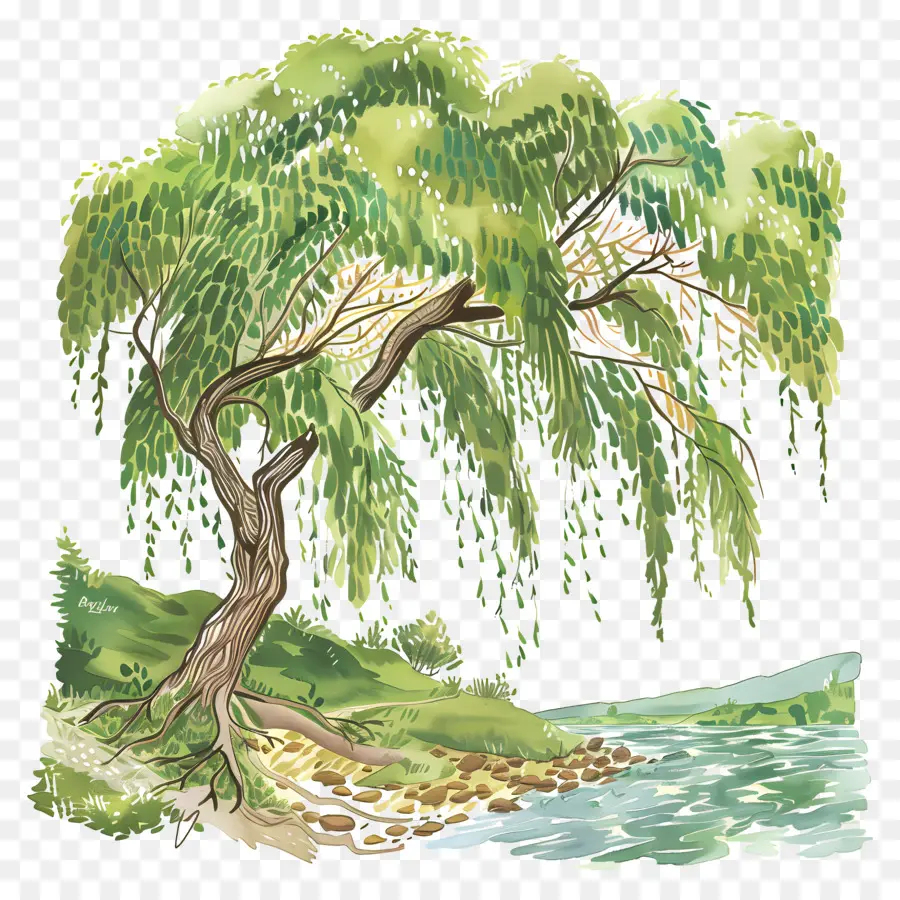 árbol De Sauce，Río PNG