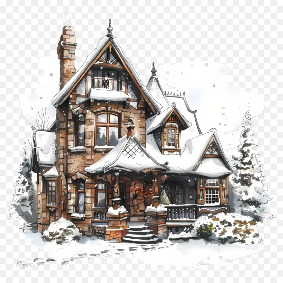 Casa De Invierno De Nieve，Casa De Estilo Antiguo PNG