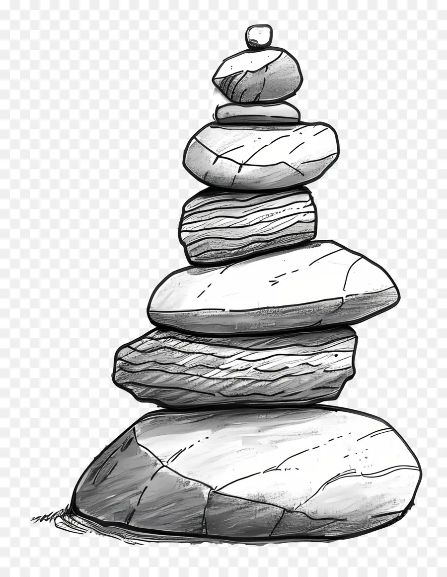 Pila De Rocas，Dibujo En Blanco Y Negro PNG