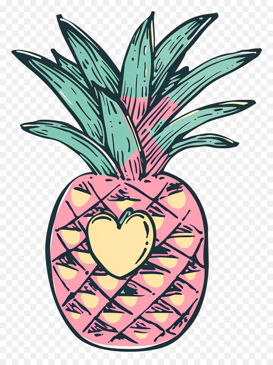 Piña，Corazón PNG