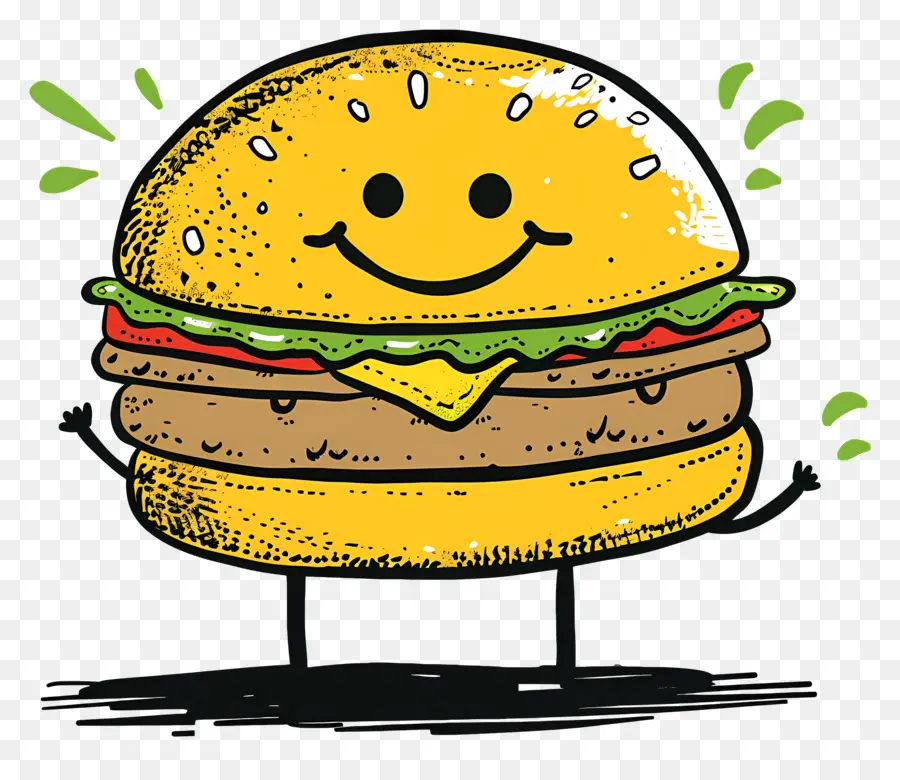 De Dibujos Animados De La Hamburguesa，Happy Hamburger PNG