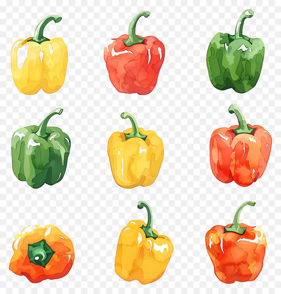 Bell Peppers，Pintura A La Acuarela PNG