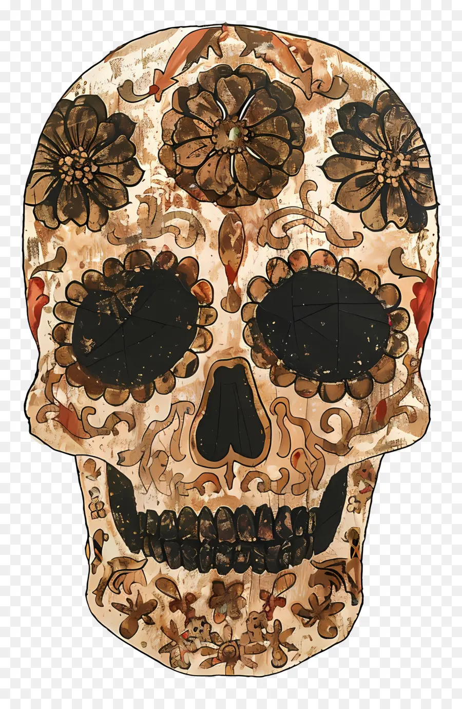 Calavera De Azúcar，Calavera Floral PNG