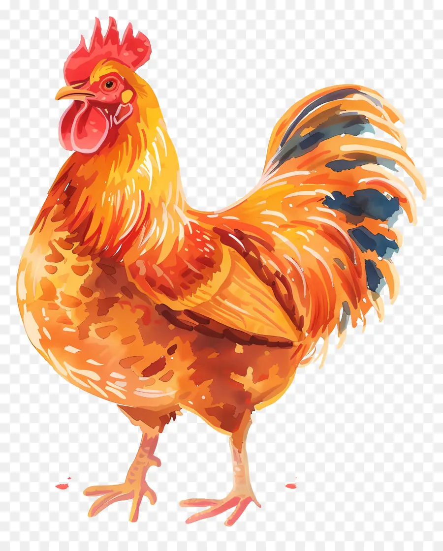 Pollo，Pintura A La Acuarela PNG