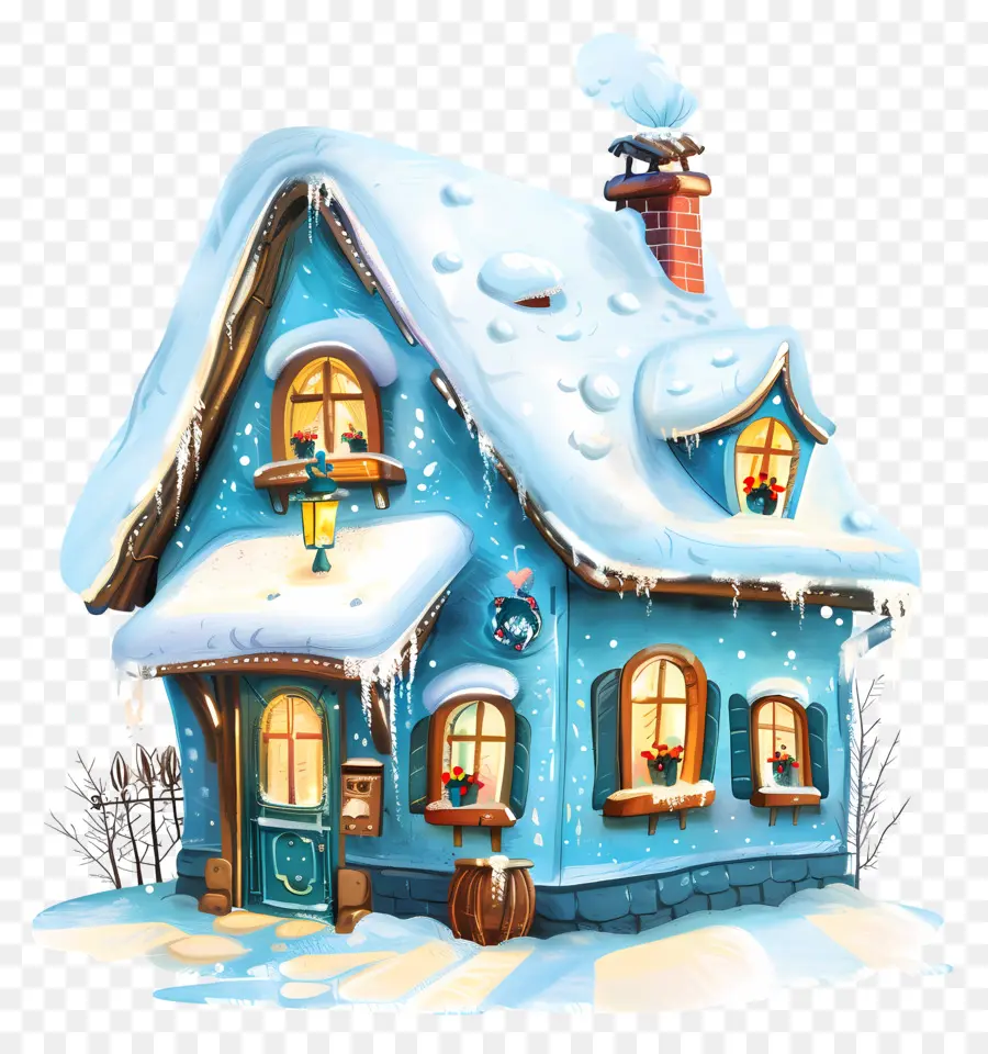 Casa De Invierno De Nieve，Ilustración De La Casa De Dibujos Animados PNG