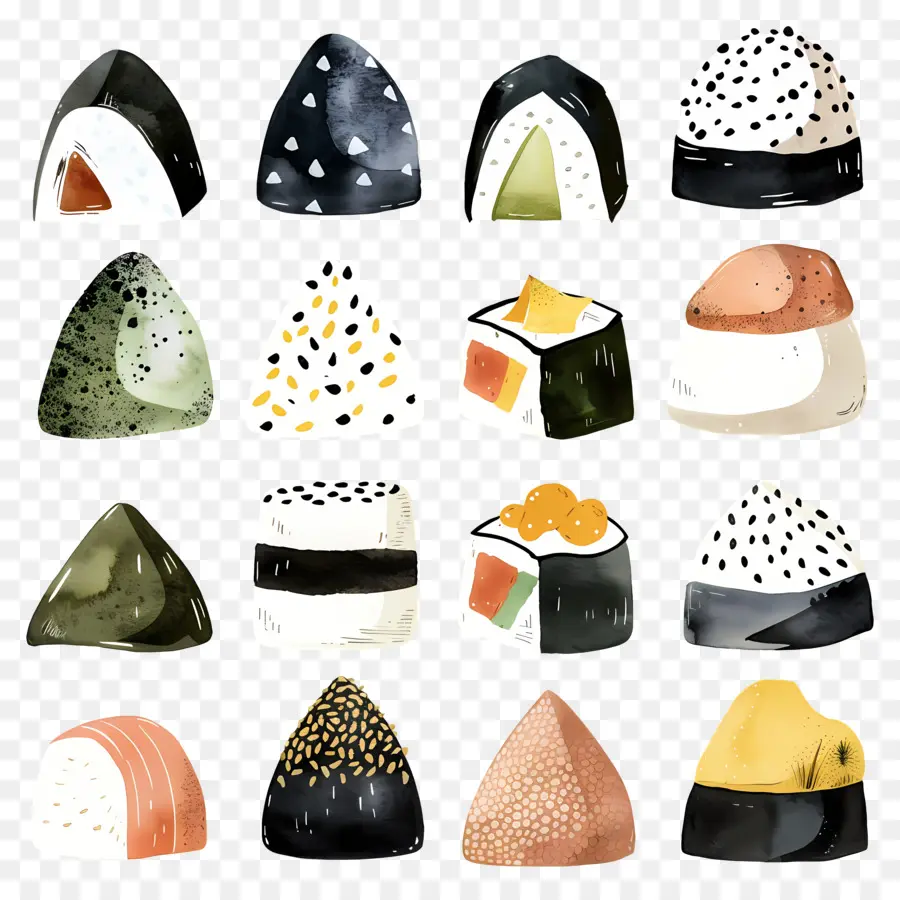 Onigiri，Acuarela De Sushi PNG