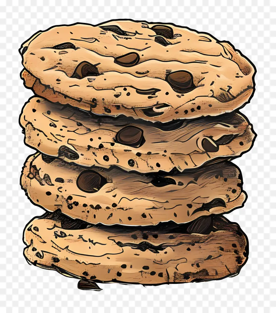 Pila De Galletas，Galletas Con Chispas De Chocolate PNG