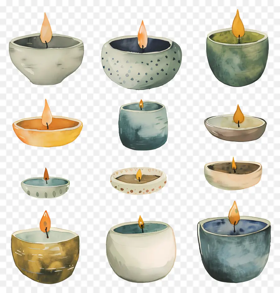 Diya，Velas Coloridas PNG