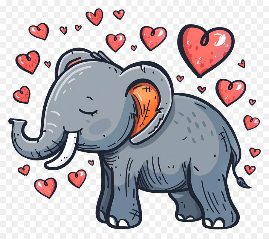 Elefante，Corazones PNG