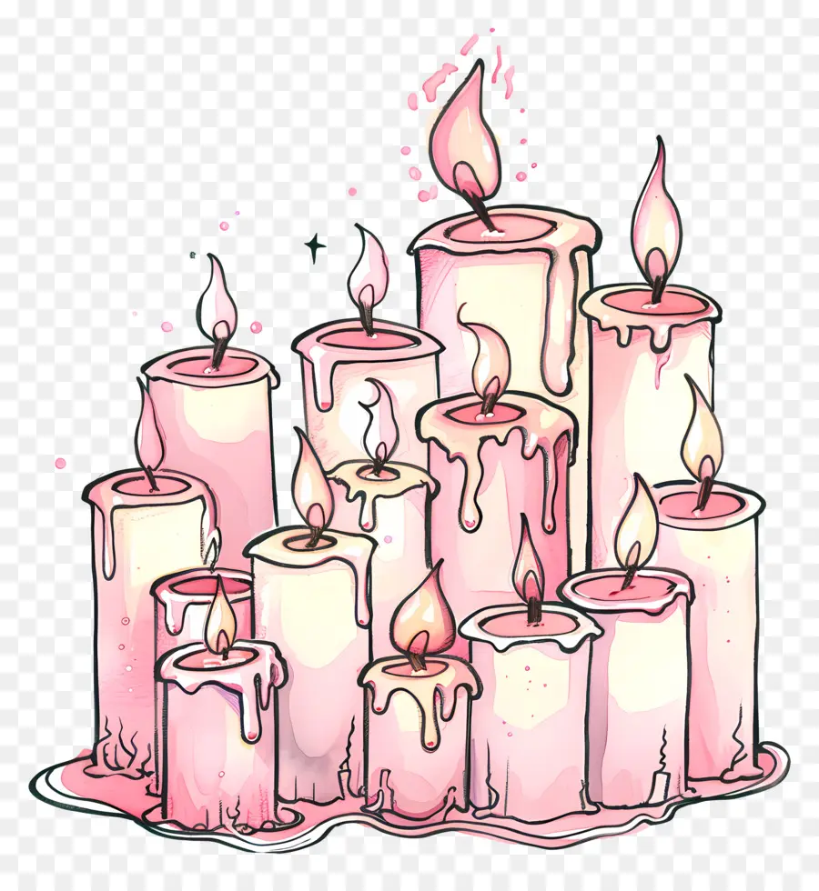 Velas De Navidad，Velas Rosadas PNG