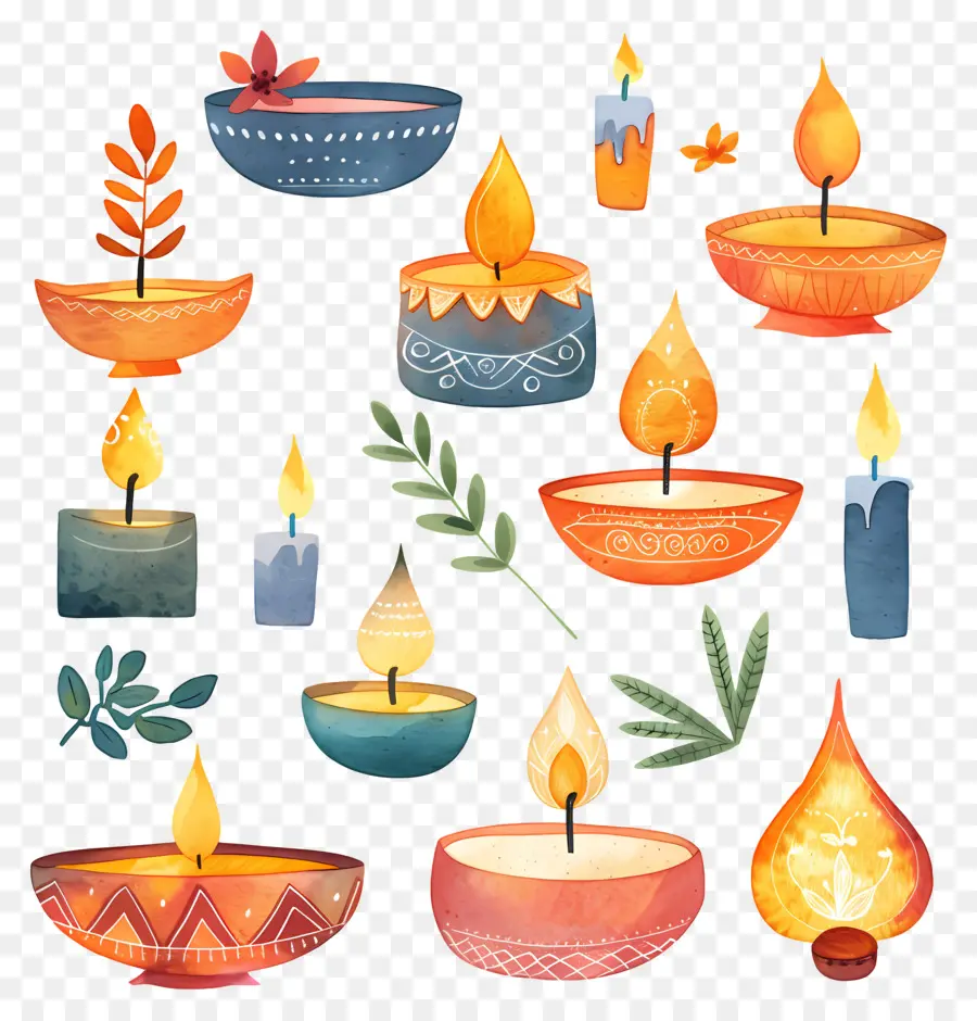 Diwali，Pinturas Acuarela PNG