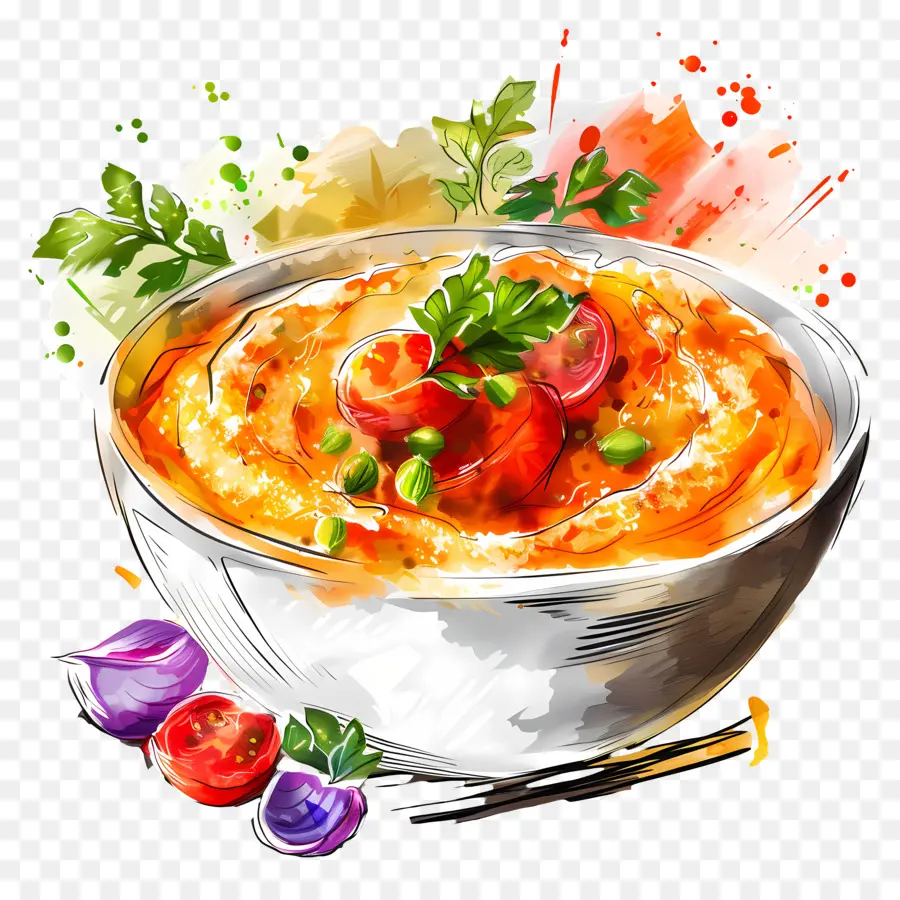 Puré De Verduras，Pintura A La Acuarela PNG