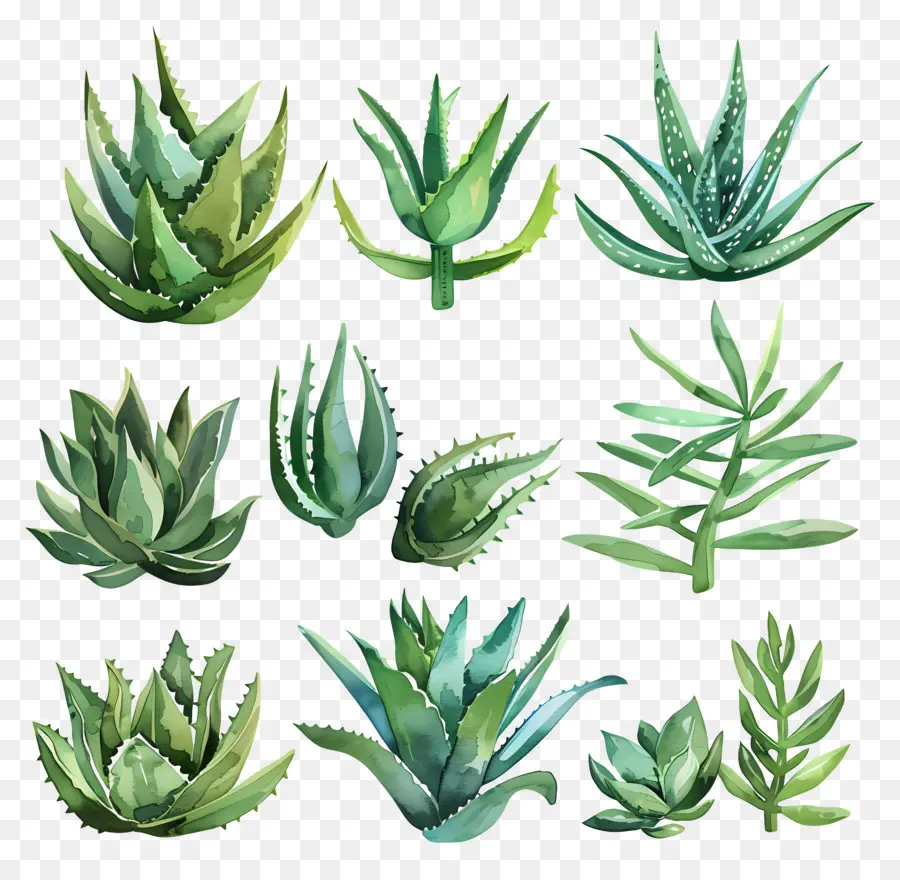 Aloe Vera，Ilustraciones A La Acuarela PNG