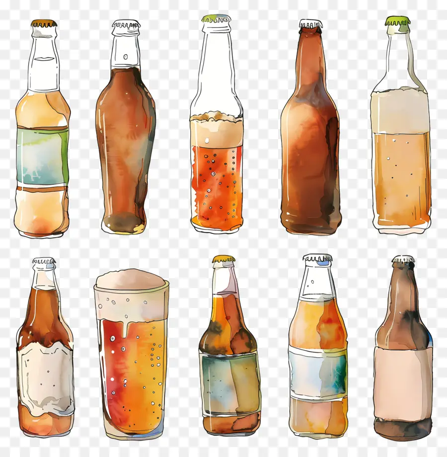 La Cerveza，Pintura Acuarela PNG