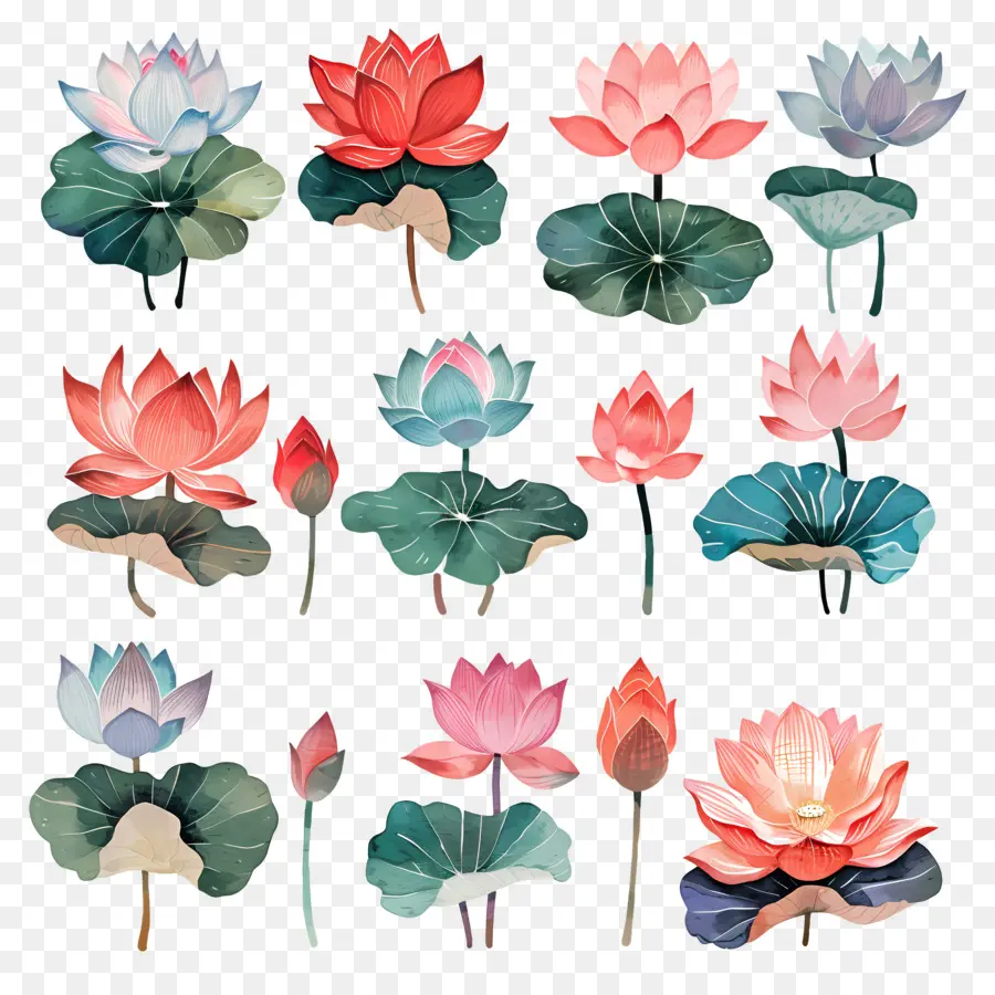 Lotus，Flores De Loto De Acuarela PNG