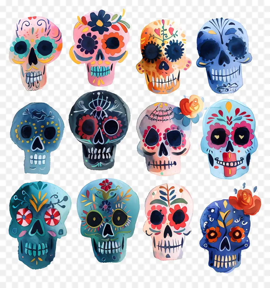 Calaveras De Azúcar，Día De Los Muertos PNG