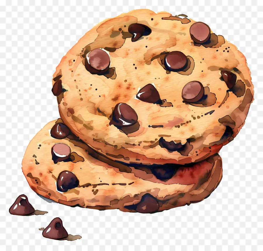 Galletas Con Chispas De Chocolate，Acuarela PNG