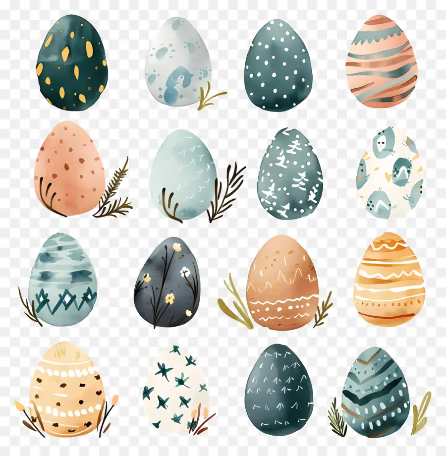 Los Huevos De Pascua，Acuarela PNG