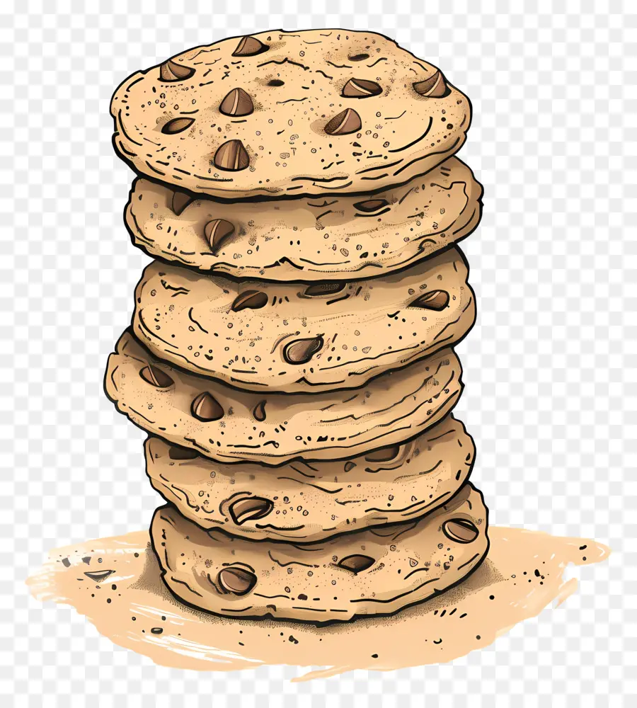 Pila De Galletas，Galletas Con Chispas De Chocolate PNG