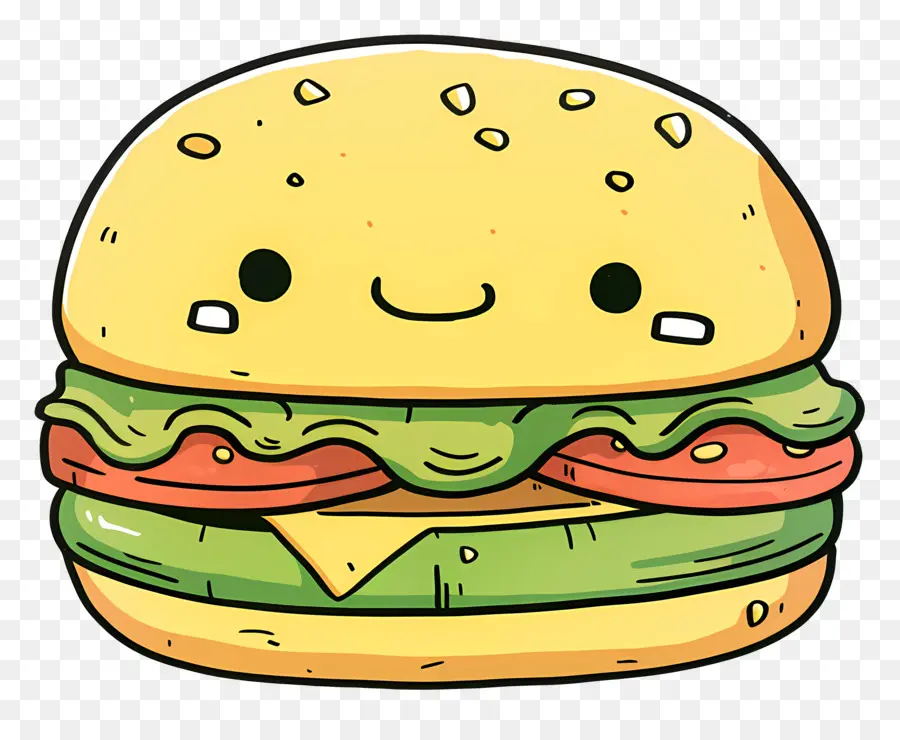 De Dibujos Animados De La Hamburguesa，Hamburguesa De Cara Feliz PNG