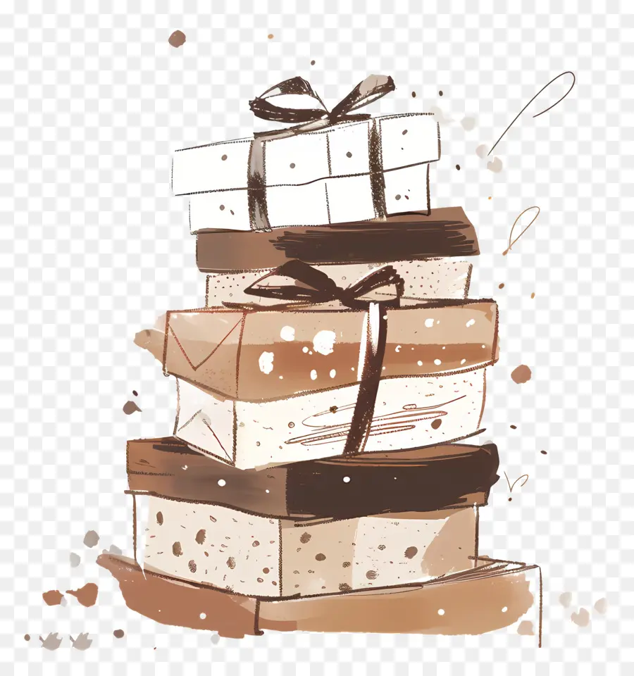 Pila De Regalos，Pastel De Chocolate PNG