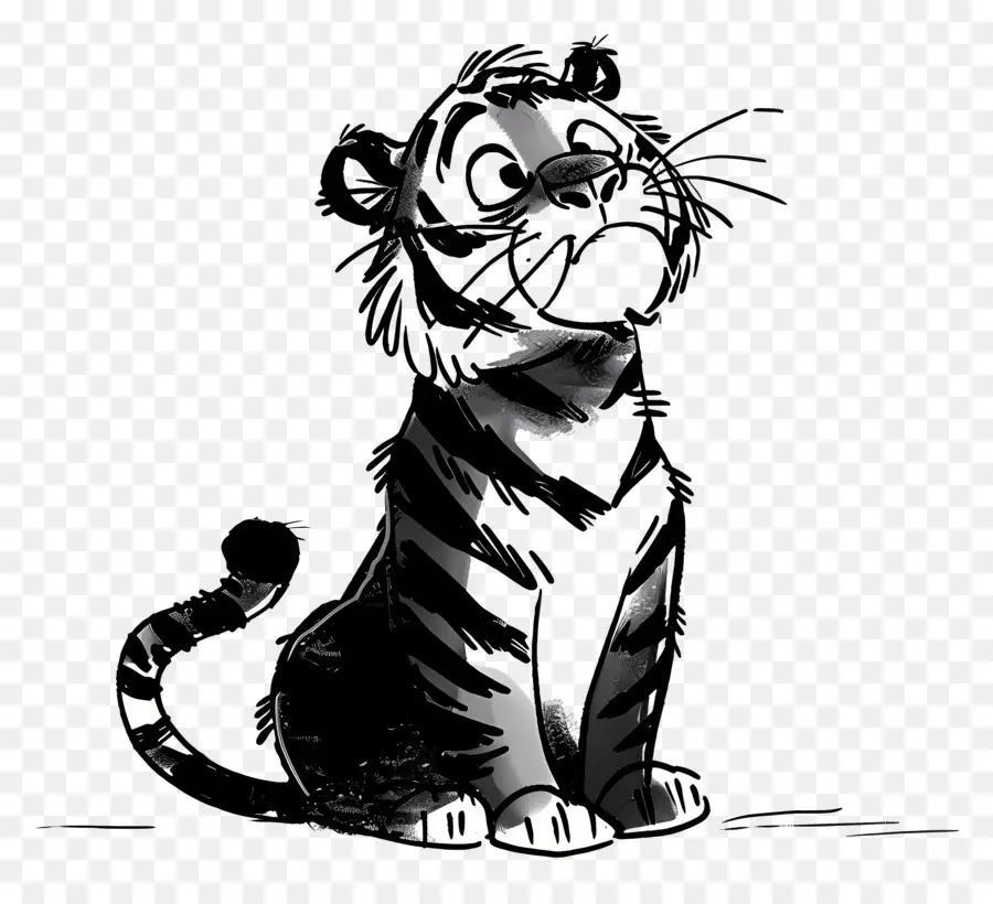 Cartoon Tiger，Gato Blanco Y Negro PNG