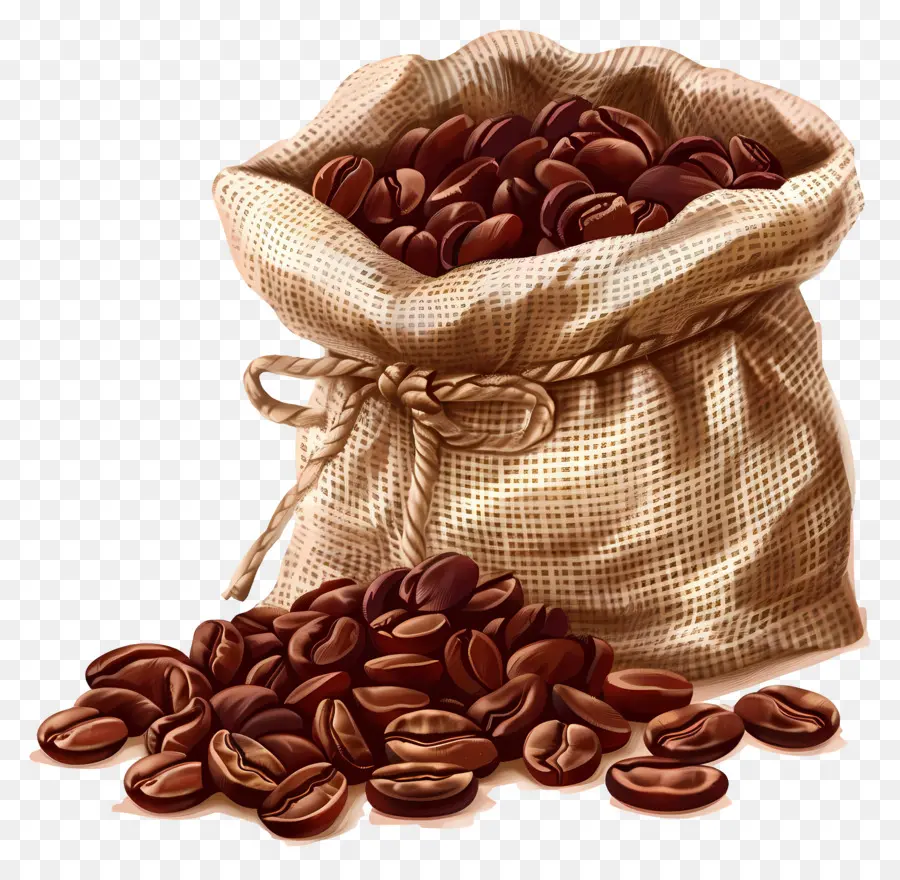 Los Granos De Café，Burlap Saco PNG