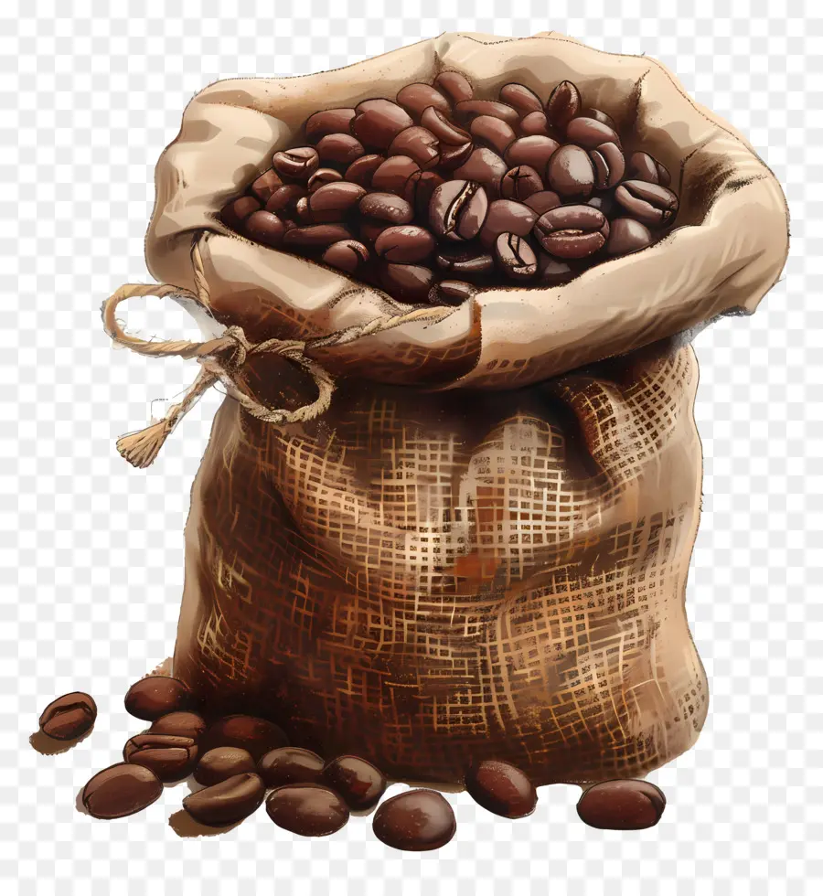 Los Granos De Café，Burlap Saco PNG