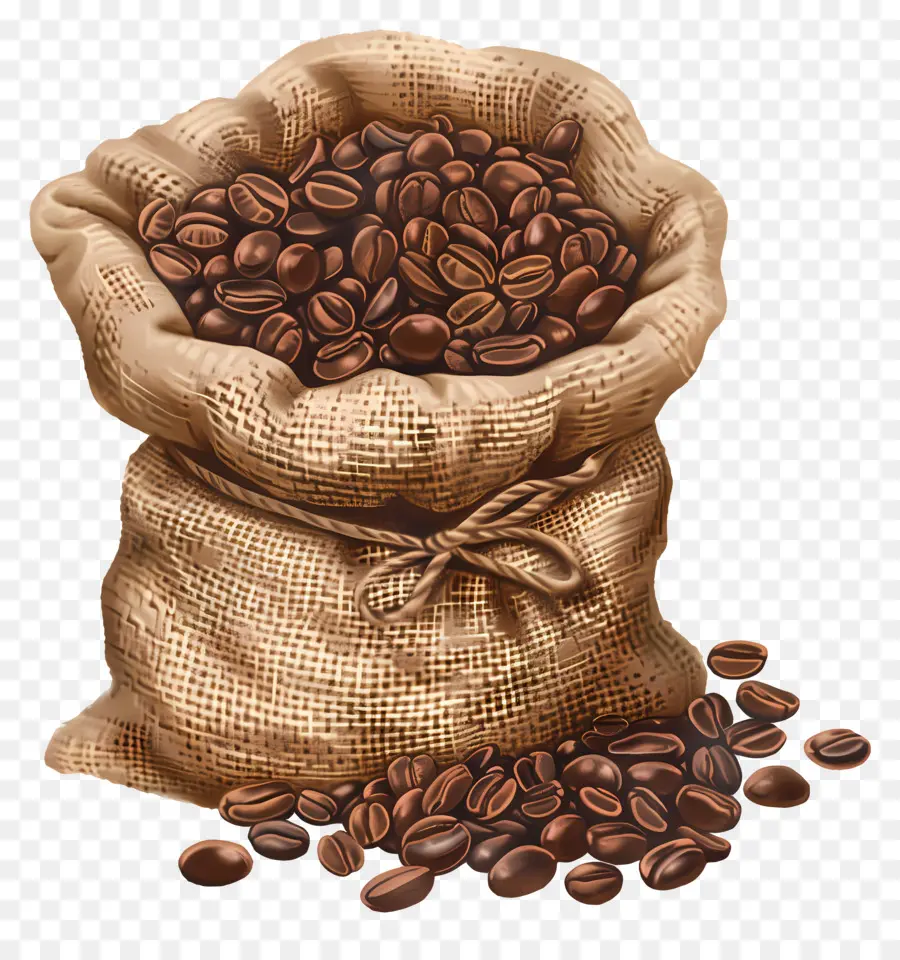 Los Granos De Café，Burlap Saco PNG