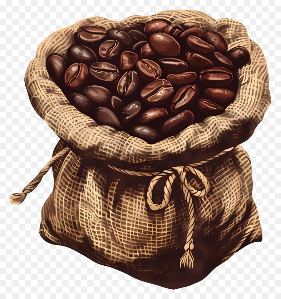 Los Granos De Café，Burlap Saco PNG