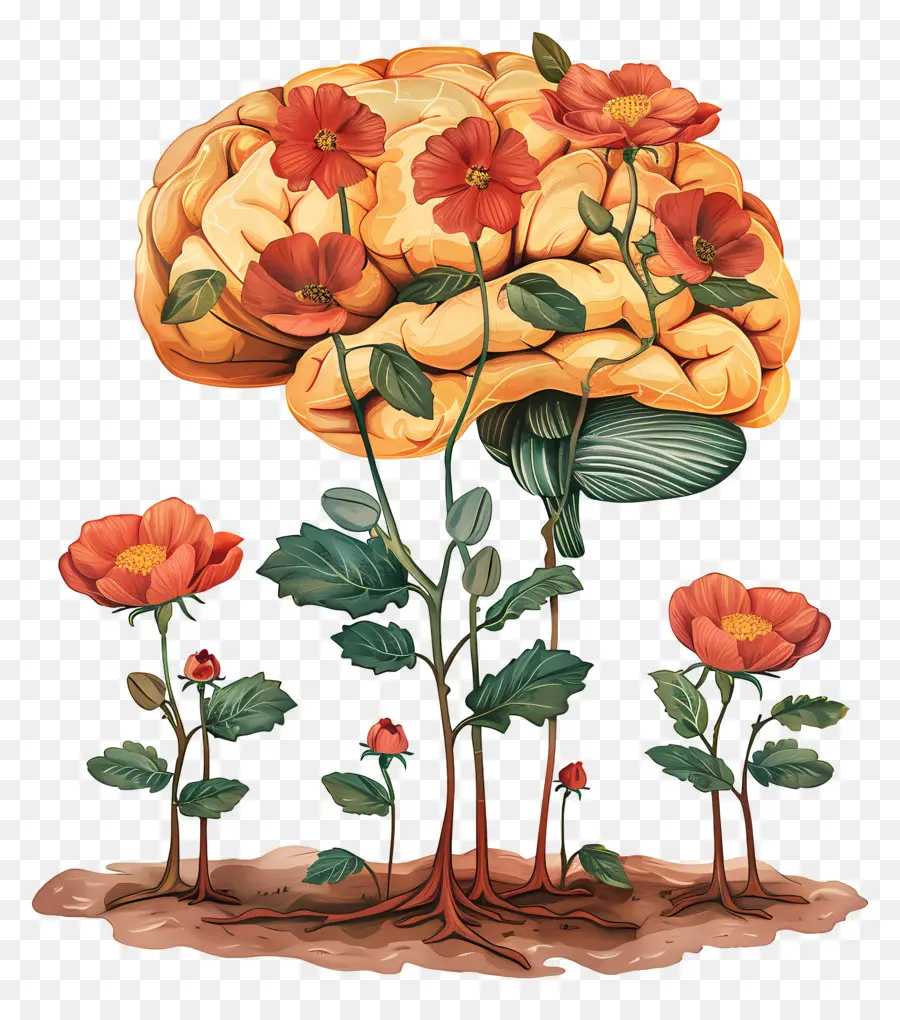 Cerebro Floral，El Cerebro Humano PNG