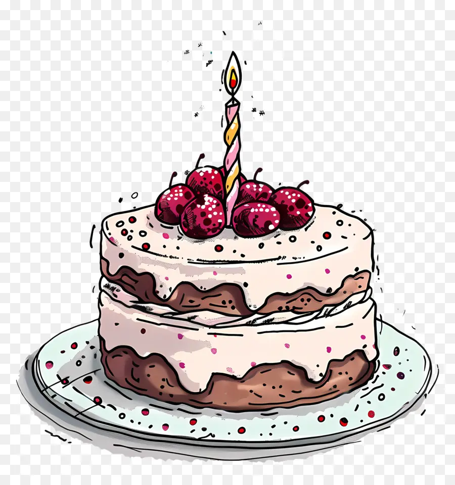 Pastel De Cumpleaños，Vela Encendida PNG