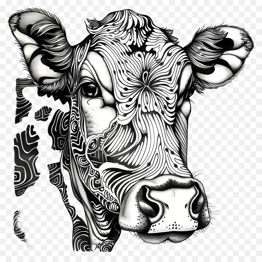 Vaca，En Blanco Y Negro De La Pintura PNG