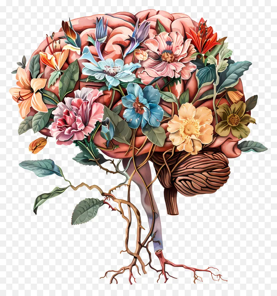 Cerebro Floral，El Cerebro Humano PNG