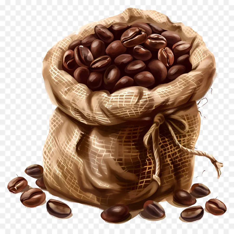 Los Granos De Café，Burlap Saco PNG